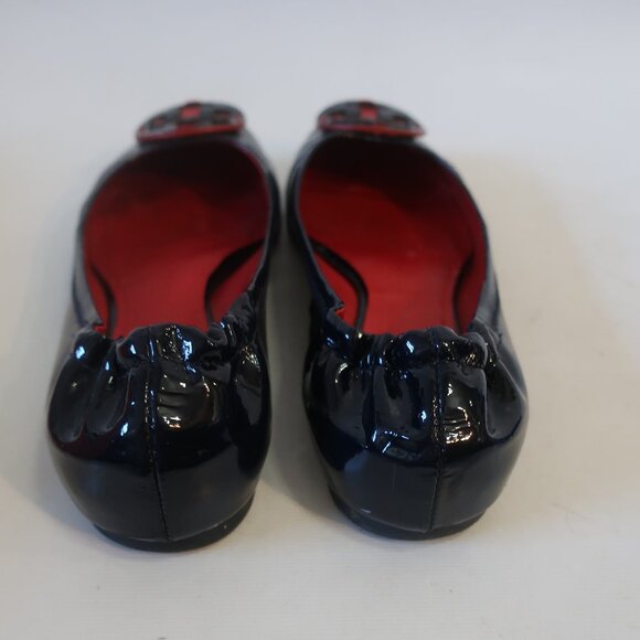 Authentic Womens Tory Burch Reva Ballet Royal Navy Patent Leather Flat Shoes 10 - Picture 5 of 12